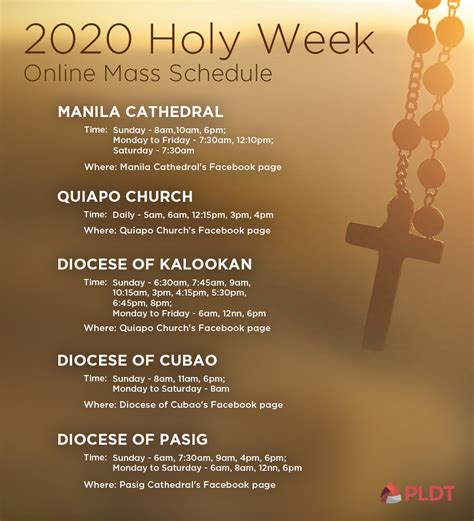 LIST OF MASSES FOR THE HOLY WEEK .